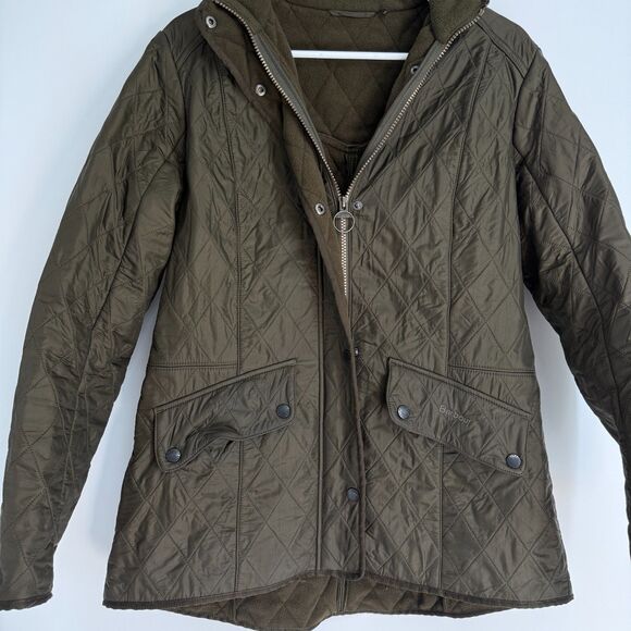 Barbour Cavalry Polarquilt Riding Jacket Fleece Lined Quilted Olive Green US 12 - Picture 2 of 11